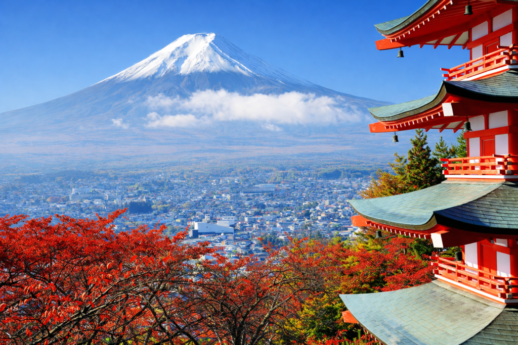 Mount Fuji and Chureito Pagoda view