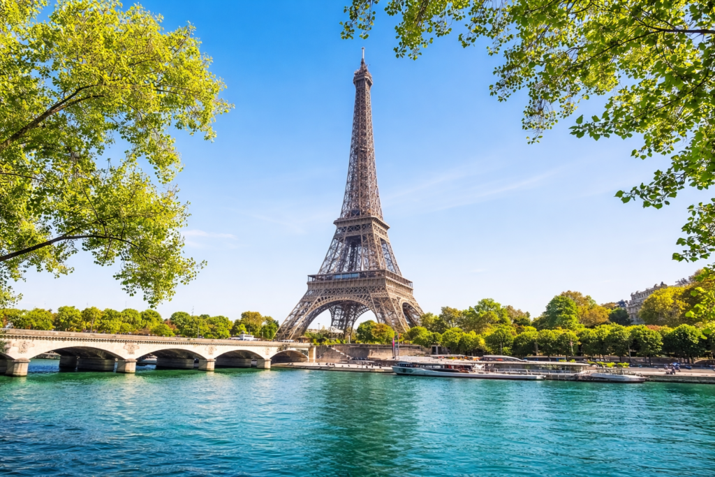 Eiffel Tower over the Seine River